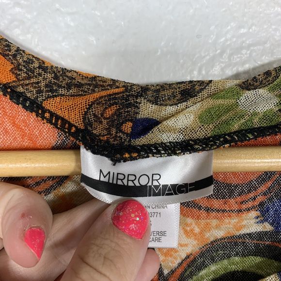 Mirror Image Colorful 3/4 Sleeved Boho Hippy Semi-sheer Dress Sz Small Women’s - Picture 10 of 11